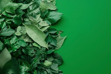 Fototapeta premium Lush green leaves, vibrant backdrop