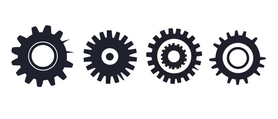 Isolated vector gears design elements for mechanical engineering industry