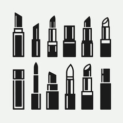 Obraz premium very simple flat and single minimalist Lipstick Tube Silhouettes in black on a white background 