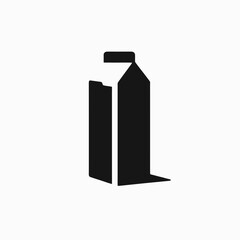 very simple flat and single minimalist Milk Carton Silhouettes in black on a white background 