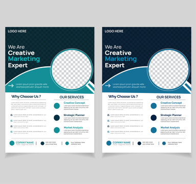 Corporate business flyer template design set with blue, , red and black color. marketing, business proposal, promotion, advertise, publication, cover page. new digital marketing flyer set.