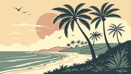 Fototapeta premium palm trees on the beach