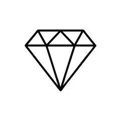 Simple Black Line Art Diamond Illustration