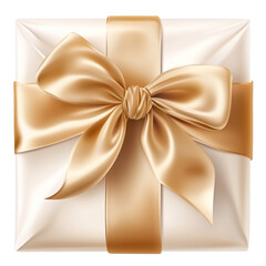 Fototapeta premium Elegant gift box with golden ribbon, PNG isolated 