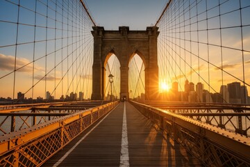 Fototapeta premium Brooklyn Bridge at Sunrise New York City USA