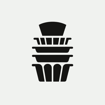 very simple flat and single minimalist Muffin Tin Silhouettes in black on a white background