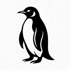 Obraz premium Black minimalist silhouette of a penguin on a white background, ideal for animal or cold-climate-themed designs
