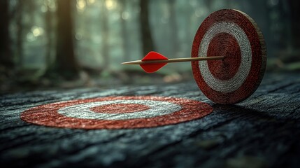 Arrow Hitting Target in a Mysterious Forest