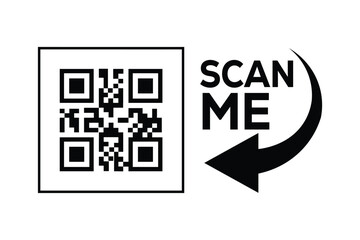 QR code scan icon set. Scan me frame. QR code scan for smartphone. QR code for mobile app, payment and identification. Vector illustration.