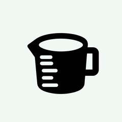 very simple flat and single minimalist Measuring Cup Mark Silhouettes in black on a white background
