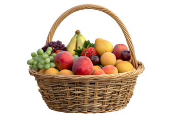 Fruit basket isolated on a transparent background, PNG