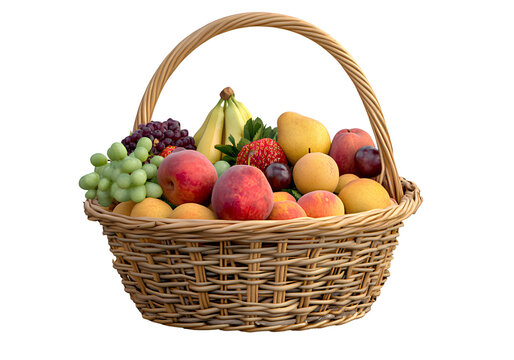 Fruit basket isolated on a transparent background, PNG