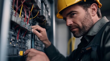 Electrician repairing an electrical panel. Featuring electrical repairs and troubleshooting