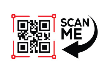 QR code scan icon set. Scan me frame. QR code scan for smartphone. QR code for mobile app, payment and identification. Vector illustration.