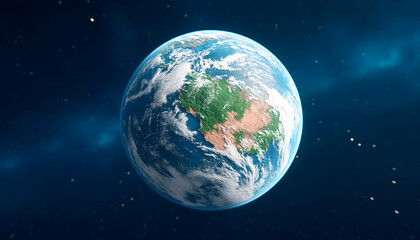 Obraz premium Earth globe in space, detailed view showing continents and clouds. Generative AI