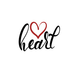 Heart Symbol with Love Typography Design on White Background  