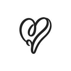 Obraz premium Stylish Black Heart Icon with Curves and Symmetrical Design 