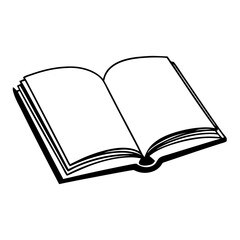 Open book illustration with blank pages on a white background  