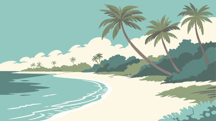 tropical beach with palm trees