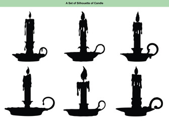 Obraz premium Graphic black Silhouette of Candle- vector illustration with white background