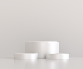 Minimal 3D White Cylinder Podium Display with Soft Shadows