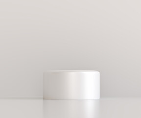 Simple White 3D Cylinder Podium for Product Showcase