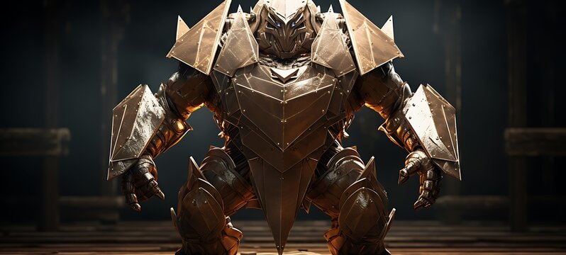 A fierce dwarf with an armoured shield Diamond, ai generative
