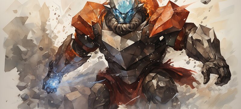 A fierce dwarf with an armoured shield Diamond, ai generative