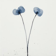Ornate black ink drawing of flowers over white canvas, inverted modern calligraphy style