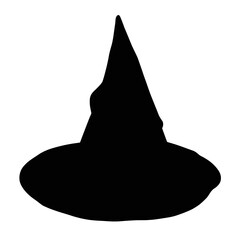 Fototapeta premium Witch Hat Silhouette in Black for Halloween Decoration 