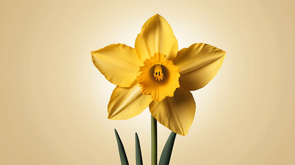 Fototapeta premium Close up of romantic sun drenched beauty floral portrait featuring spring soft yellow daffodil in focus on a background.