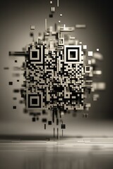 Exploding 3D QR Code Abstract Technology Concept