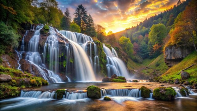 Cascade Toplita Waterfall at Dawn , transylvania, cascade,  transylvania, cascade
