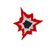Bloody gunshot icon. Bullet hole. Vector illustration 