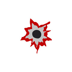Bloody gunshot icon. Bullet hole. Vector illustration 