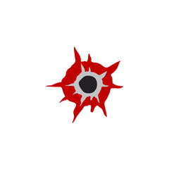Bloody gunshot icon. Bullet hole. Vector illustration 
