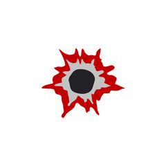Bloody gunshot icon. Bullet hole. Vector illustration 