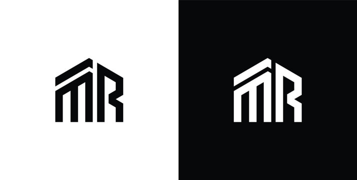 m r mr initial building logo design vector symbol graphic idea creative