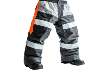 Durable work pants with reflective safety stripes ideal for construction providing high visibility and protection