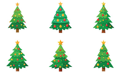 set of christmas trees