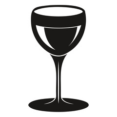 Simple Wine Glass Silhouette with Liquid Vector Illustration on Clear Background