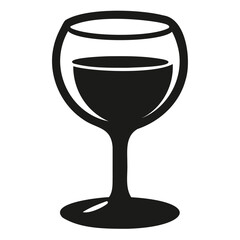 Minimalist Wine Glass Silhouette Illustration: Clean Black Design on Transparent Background