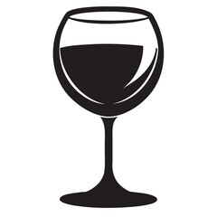 Black Wine Glass Outline Minimalistic Silhouette Design for Transparent Use