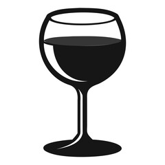 Simple Wine Glass Silhouette with Liquid Vector Illustration on Clear Background