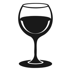 Elegant Wine Glass Silhouette Vector: Filled Liquid, Isolated on Transparent Background