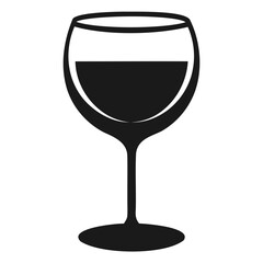 Black Wine Glass Outline Minimalistic Silhouette Design for Transparent Use