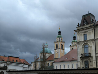 Ljubljana skyline, Baroque beauty under moody skies