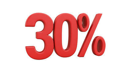 3d rendering of a red percent sign on white background , transparent png 