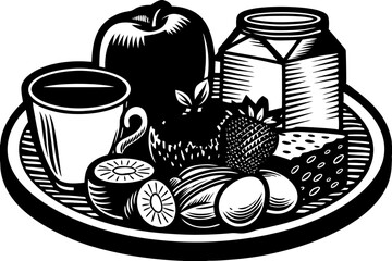 set of food and drink