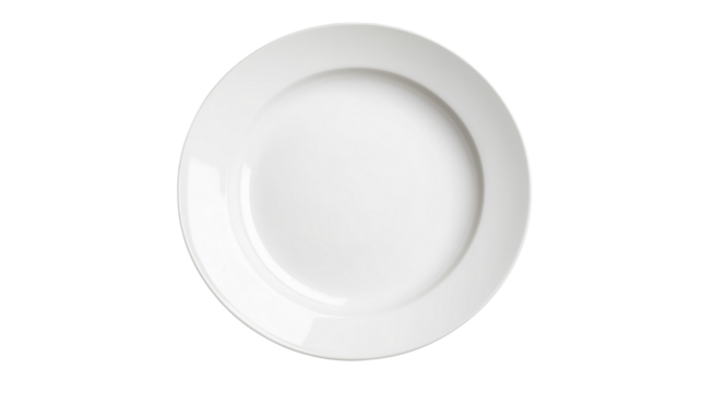 empty white plate isolated on white background , transparent png 